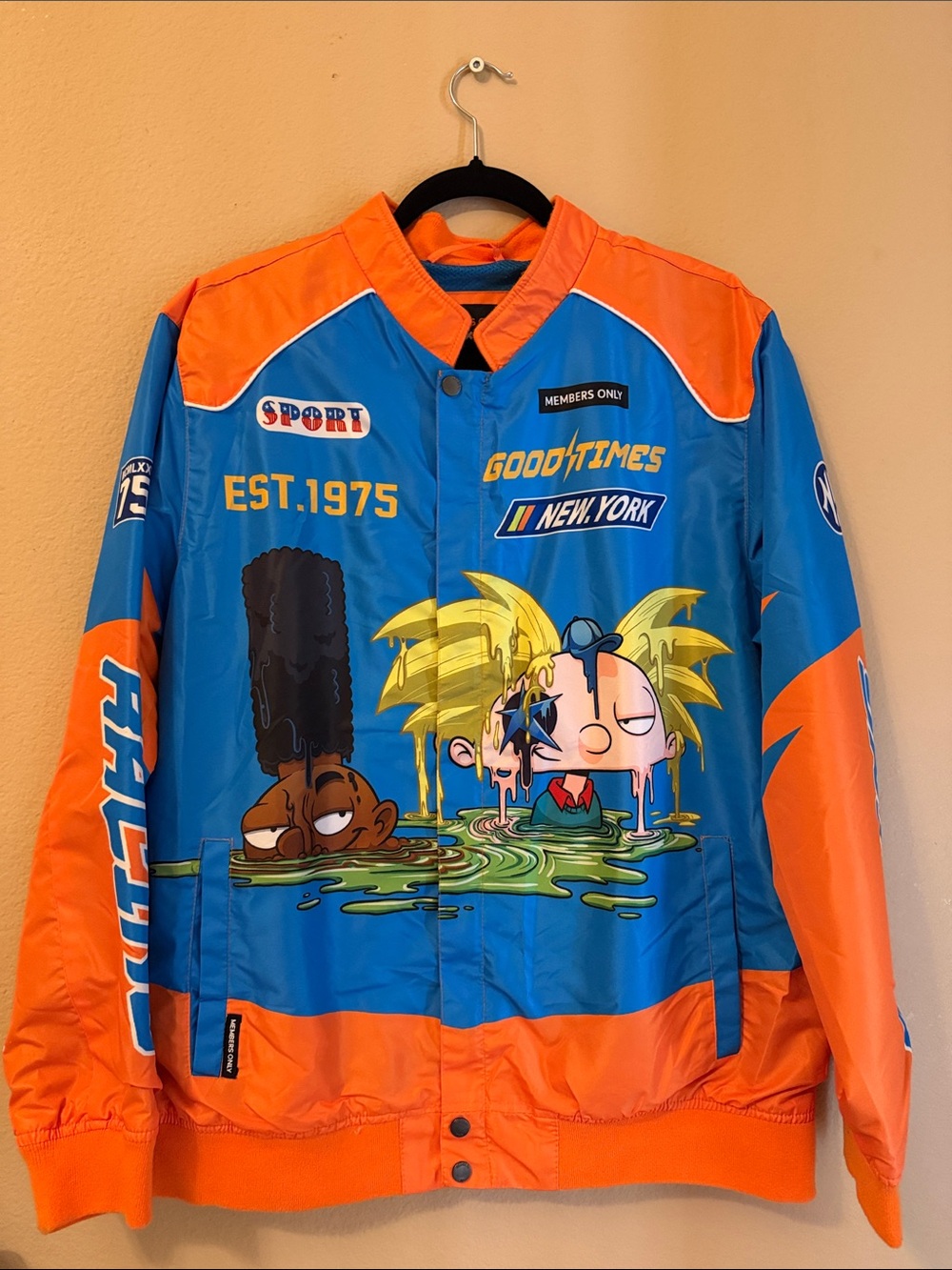 Members Only Blue and Orange HEY ARNOLD  Racing Jacket